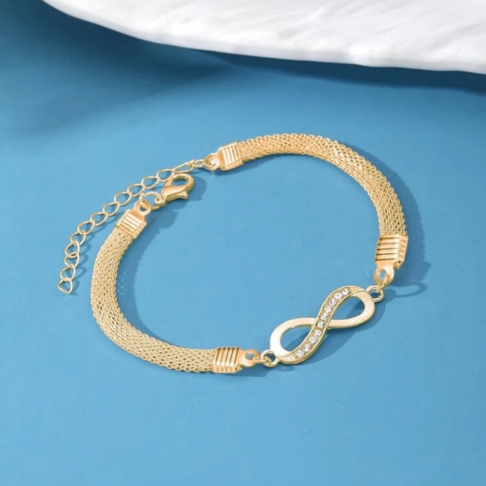 1 Pc Women's Octagonal Gold Bracelet Infinity Love Gift For Couples Luxury - Picture 2 of 5